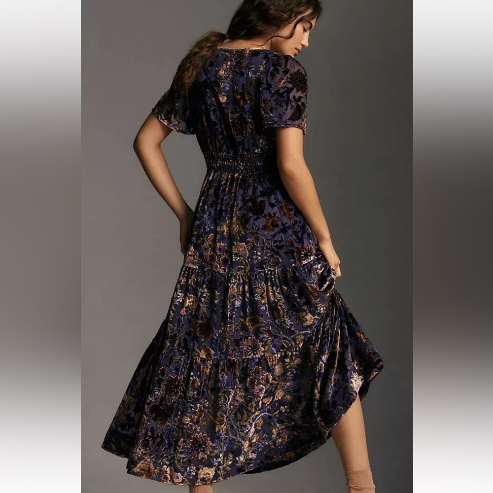 Anthropologie - The Somerset Burn-out Velvet Maxi Dress Size Small NWT In - Picture 4 of 13